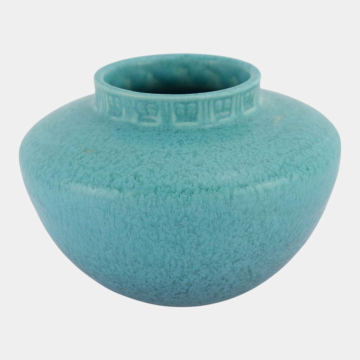 Roseville Tourmaline Turquoise Blue 1933 Art Deco Pottery Ceramic Vase 200-4 - Just Art Pottery