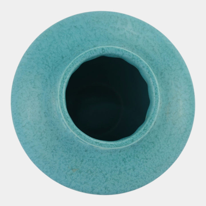 Roseville Tourmaline Turquoise Blue 1933 Art Deco Pottery Ceramic Vase 200-4 - Just Art Pottery