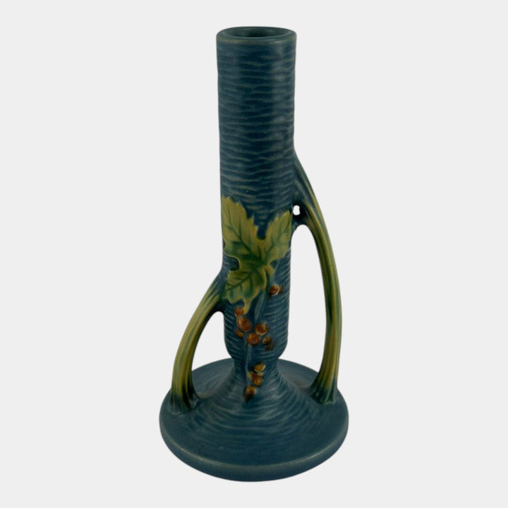 Roseville Bushberry Blue 1941 Vintage Art Pottery Ceramic Bud Vase 152-7 - Just Art Pottery