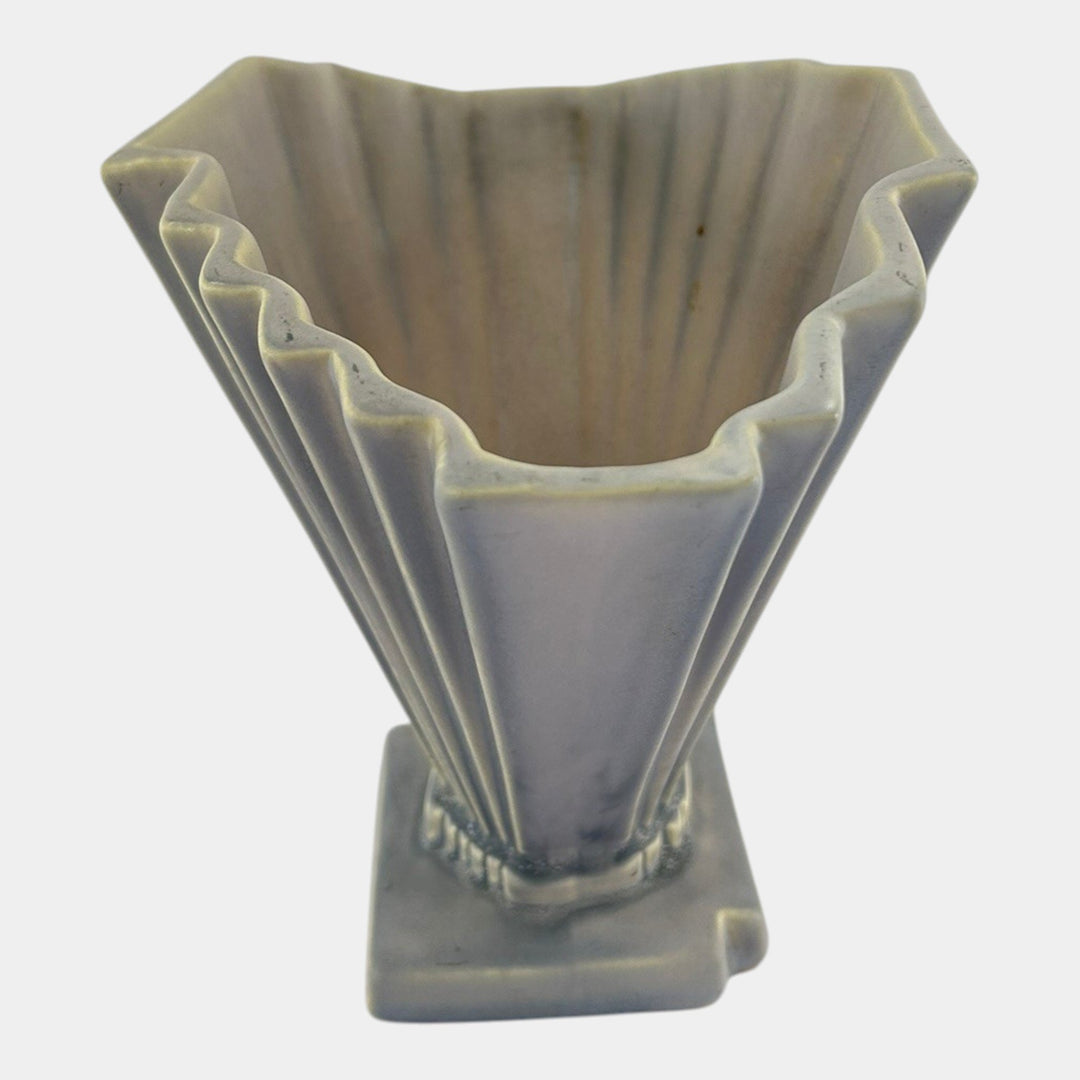 Weller Lorbeek 1920s Art Deco Pottery Matte Lavender Blue Flower Fan Vase - Just Art Pottery