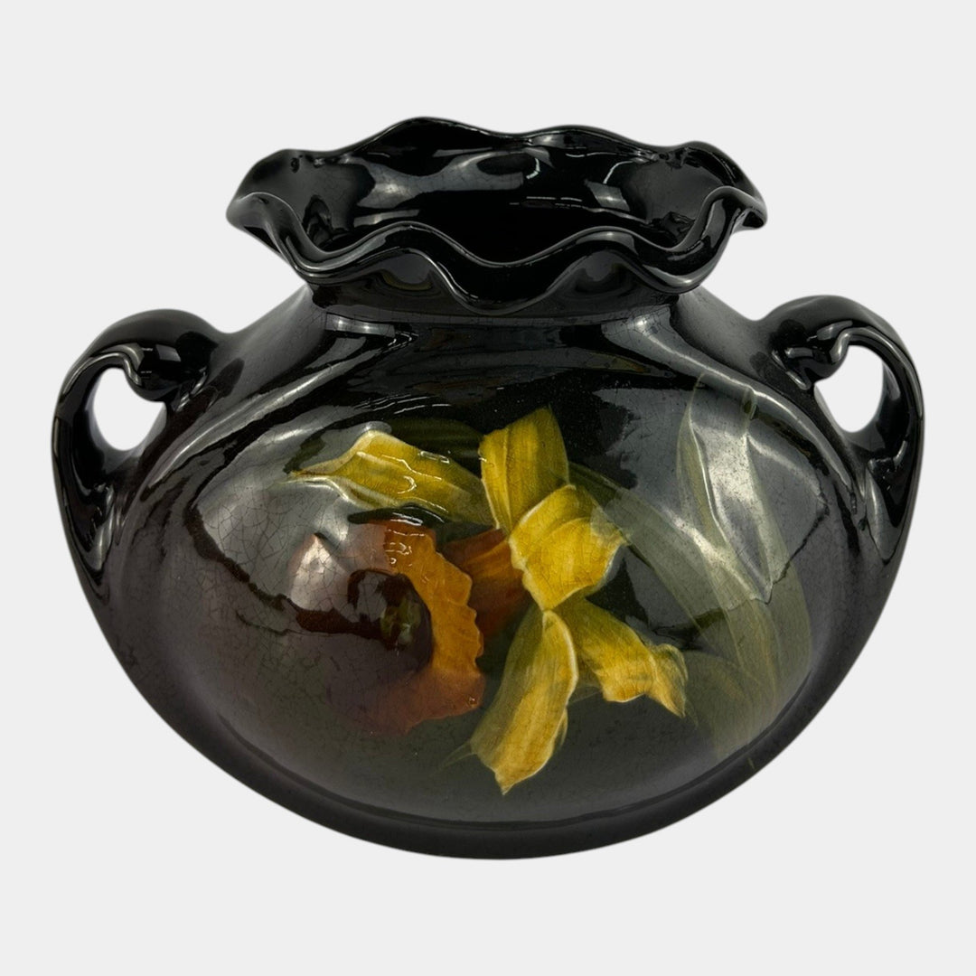 Roseville Rozane Early 1900s Art Pottery Standard Glaze Ruffled Rim Flower Vase - Just Art Pottery