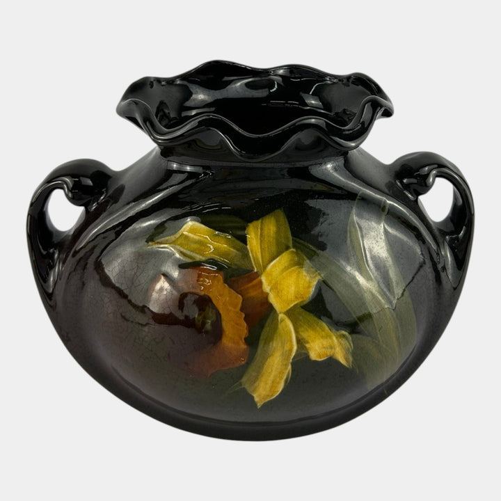 Roseville Rozane Early 1900s Art Pottery Standard Glaze Ruffled Rim Flower Vase - Just Art Pottery