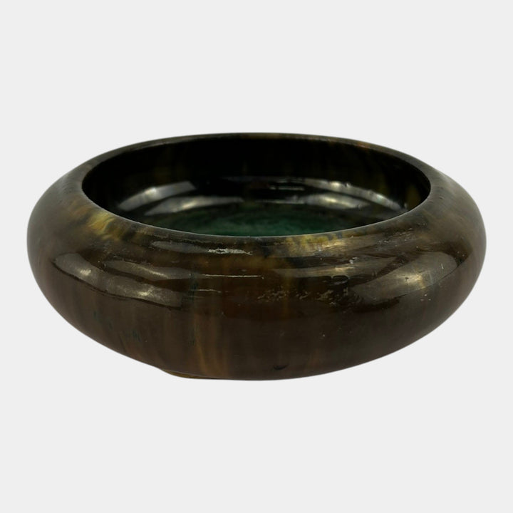 Fulper 1909-17 Arts And Crafts Pottery Brown Green Flambe Low Cabinet Bowl 17 - Just Art Pottery