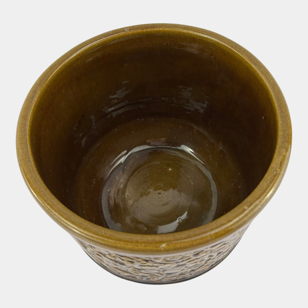 Weller Art Pottery Brown Majolica Floral Decorated Panel Jardiniere Planter - Just Art Pottery