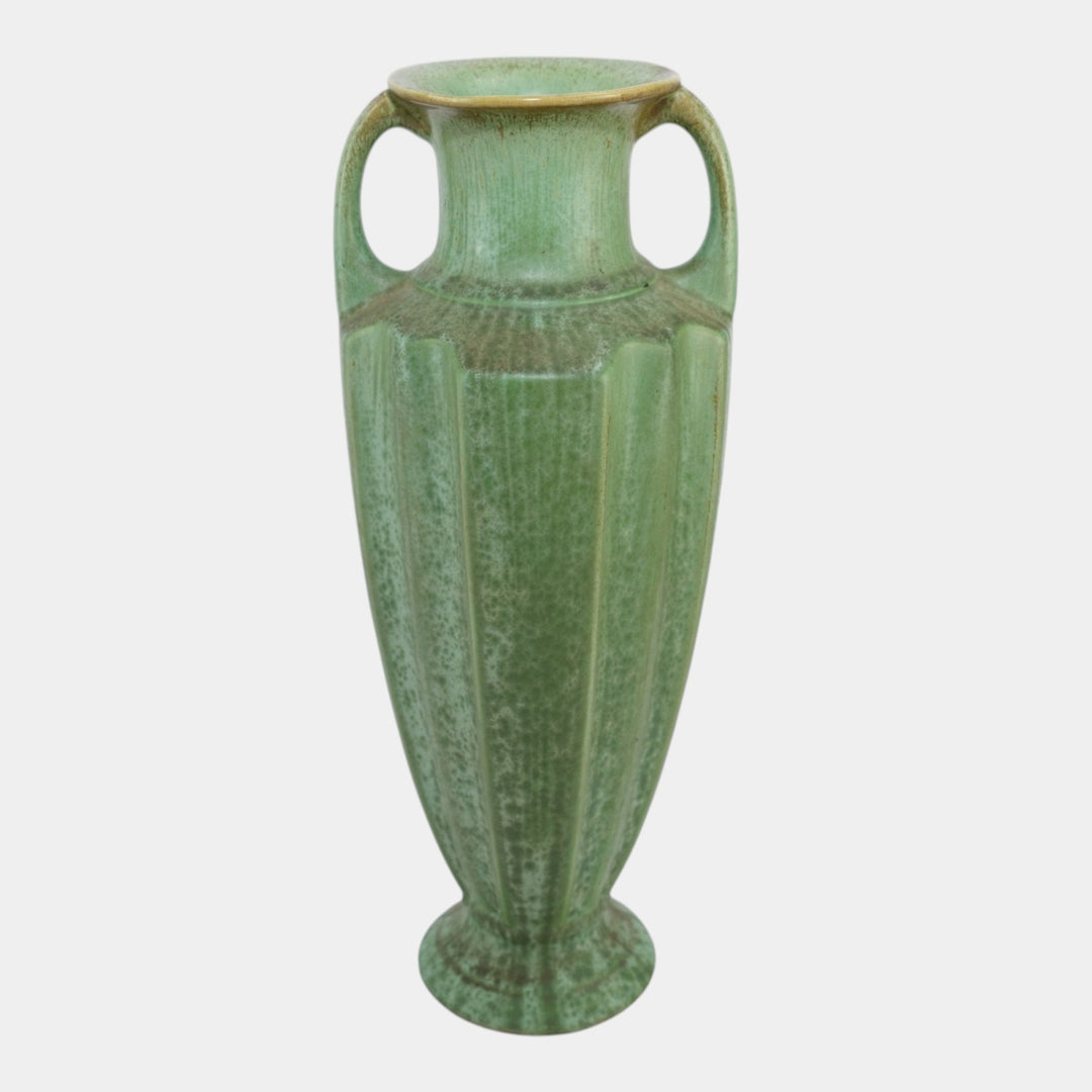 Cowan 1930s Art Deco Pottery Mottled Green Double Handled Factory Lamp Base