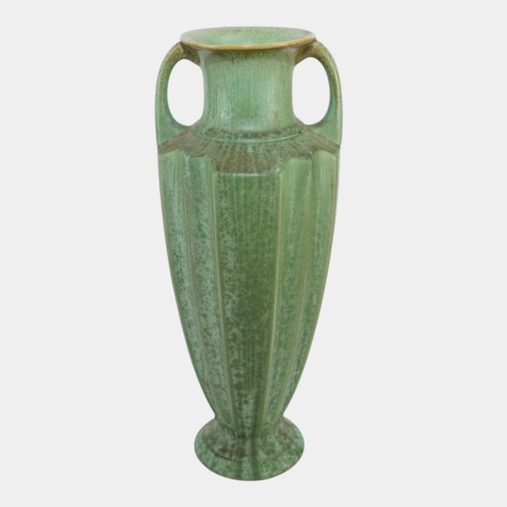 Cowan 1930s Art Deco Pottery Mottled Green Double Handled Factory Lamp Base