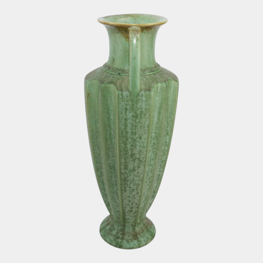 Cowan 1930s Art Deco Pottery Mottled Green Double Handled Factory Lamp Base