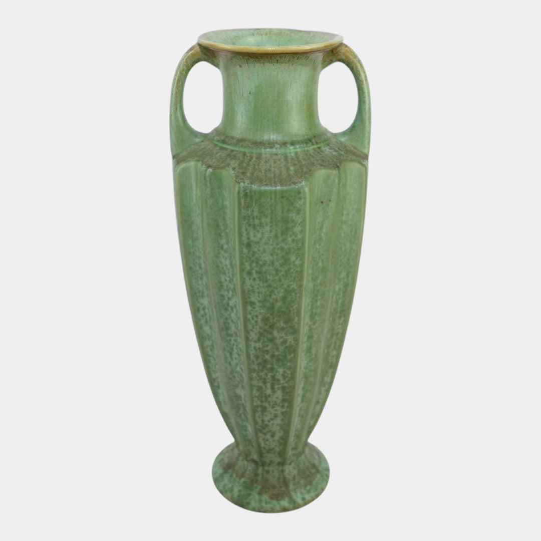 Cowan 1930s Art Deco Pottery Mottled Green Double Handled Factory Lamp Base