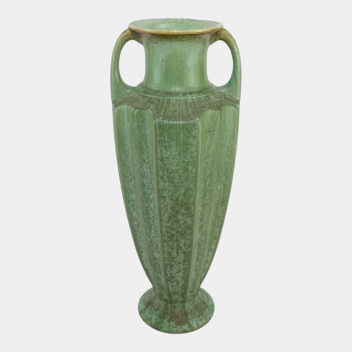Cowan 1930s Art Deco Pottery Mottled Green Double Handled Factory Lamp Base