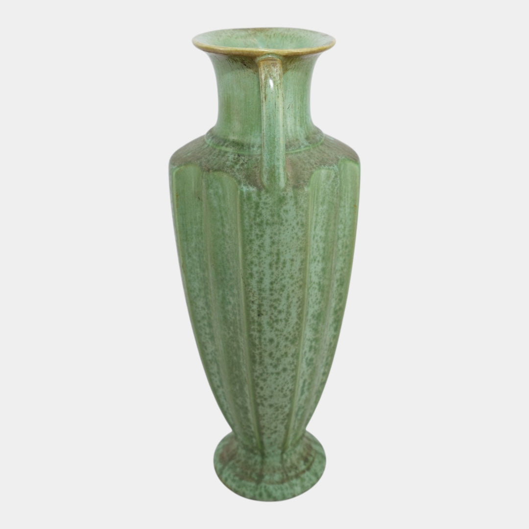 Cowan 1930s Art Deco Pottery Mottled Green Double Handled Factory Lamp Base