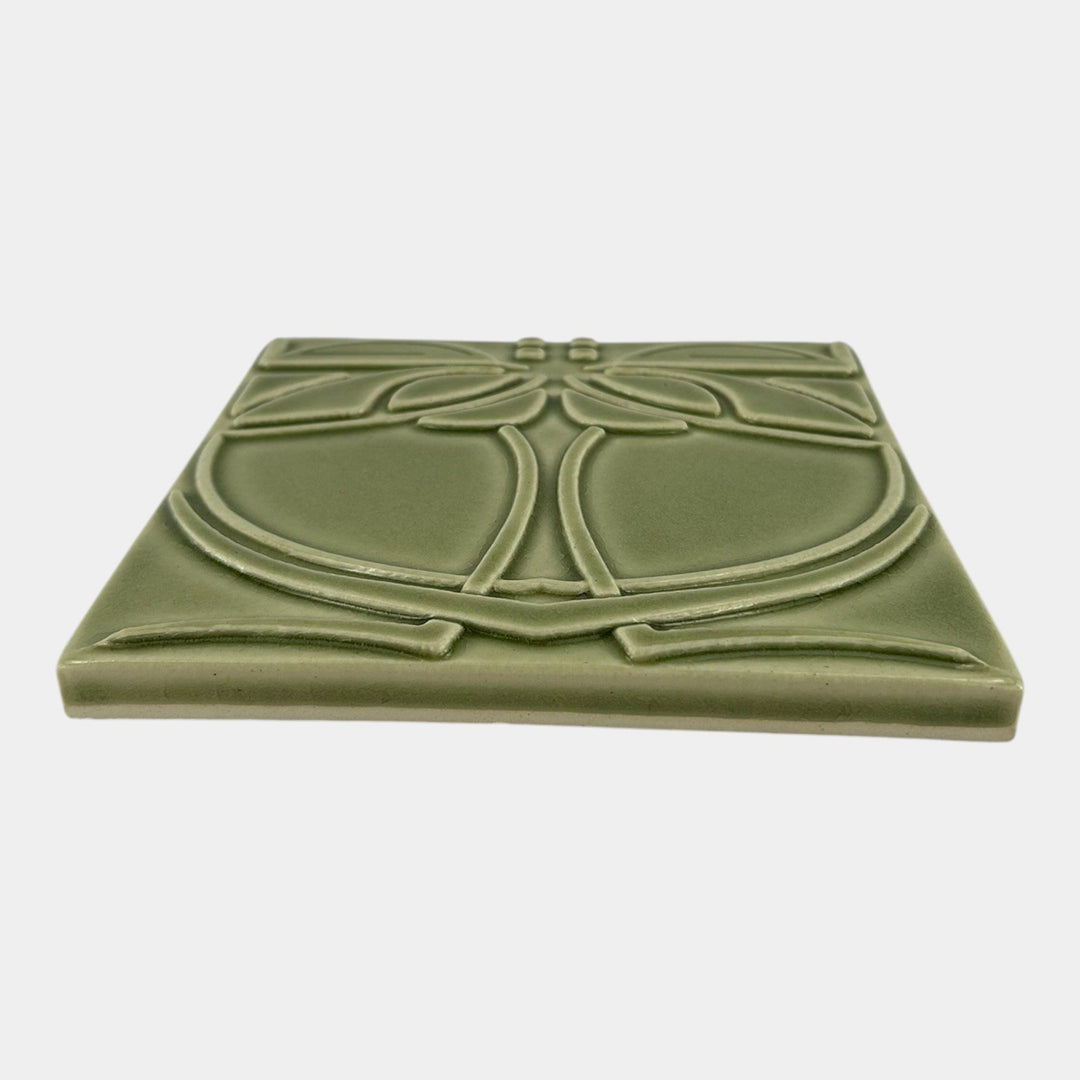 Motawi Tileworks Arts And Crafts Style Green Art Nouveau Stylized Tree Tile - Just Art Pottery