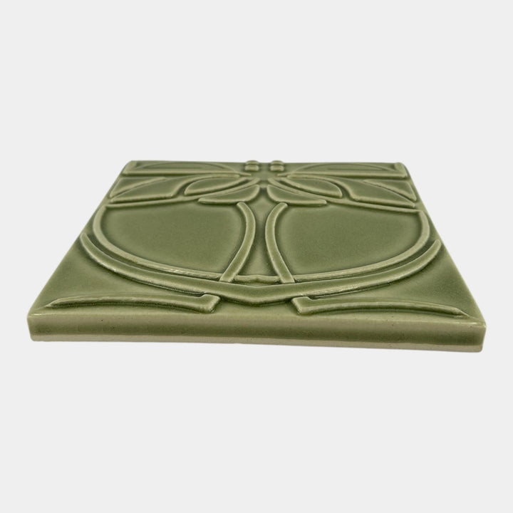 Motawi Tileworks Arts And Crafts Style Green Art Nouveau Stylized Tree Tile - Just Art Pottery