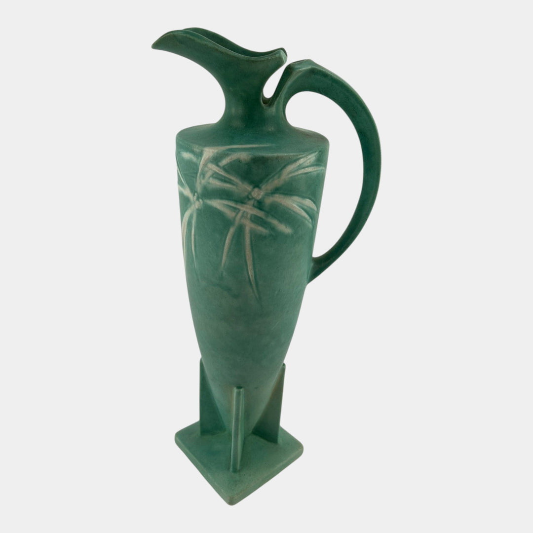 Roseville Dawn Green 1937 Vintage Art Deco Pottery Ceramic Handled Ewer 834-16 - Just Art Pottery