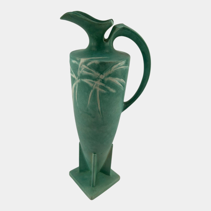 Roseville Dawn Green 1937 Vintage Art Deco Pottery Ceramic Handled Ewer 834-16 - Just Art Pottery