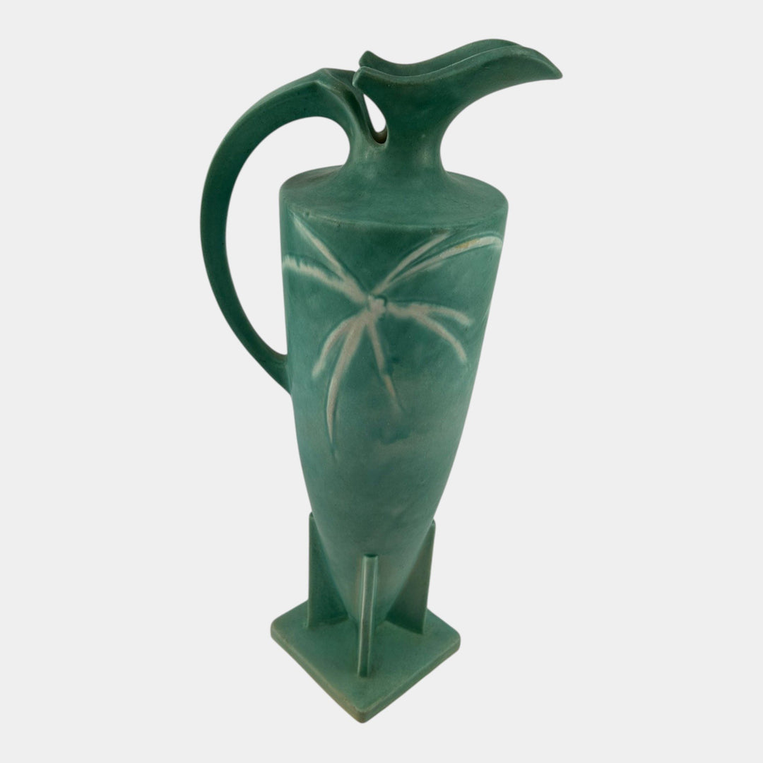 Roseville Dawn Green 1937 Vintage Art Deco Pottery Ceramic Handled Ewer 834-16 - Just Art Pottery