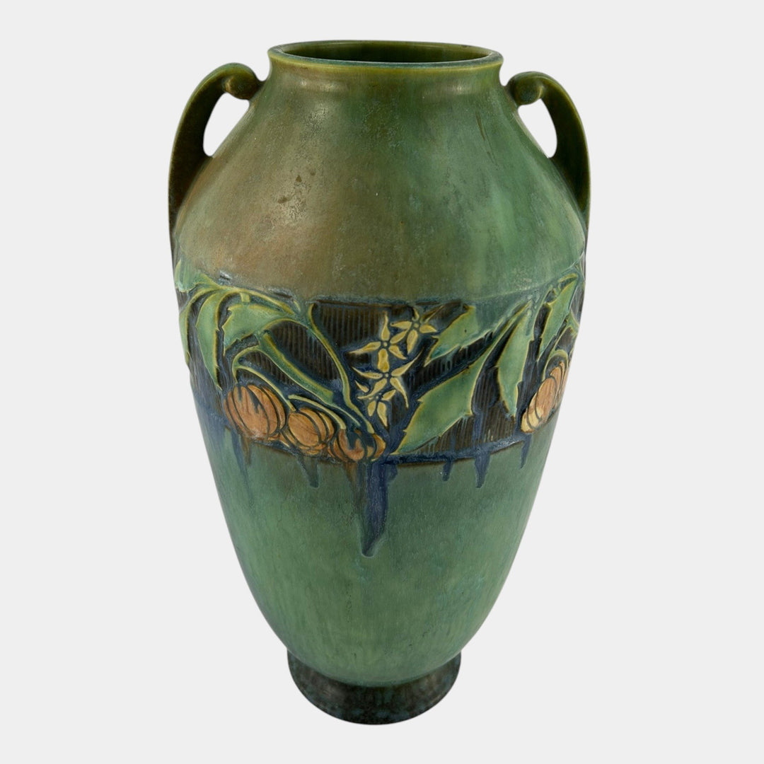 Roseville Baneda Green 1932 Vintage Arts And Crafts Pottery Floor Vase 600-15 - Just Art Pottery