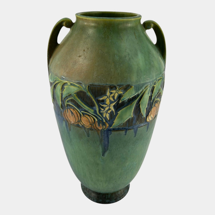 Roseville Baneda Green 1932 Vintage Arts And Crafts Pottery Floor Vase 600-15 - Just Art Pottery