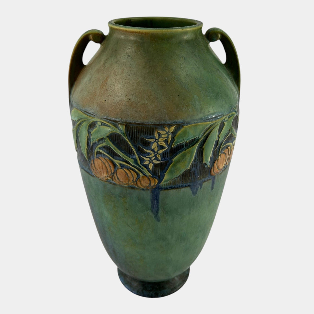 Roseville Baneda Green 1932 Vintage Arts And Crafts Pottery Floor Vase 600-15 - Just Art Pottery