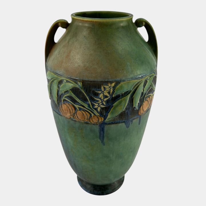 Roseville Baneda Green 1932 Vintage Arts And Crafts Pottery Floor Vase 600-15 - Just Art Pottery