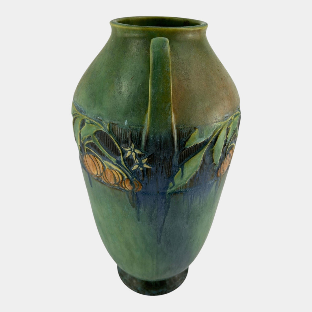 Roseville Baneda Green 1932 Vintage Arts And Crafts Pottery Floor Vase 600-15 - Just Art Pottery