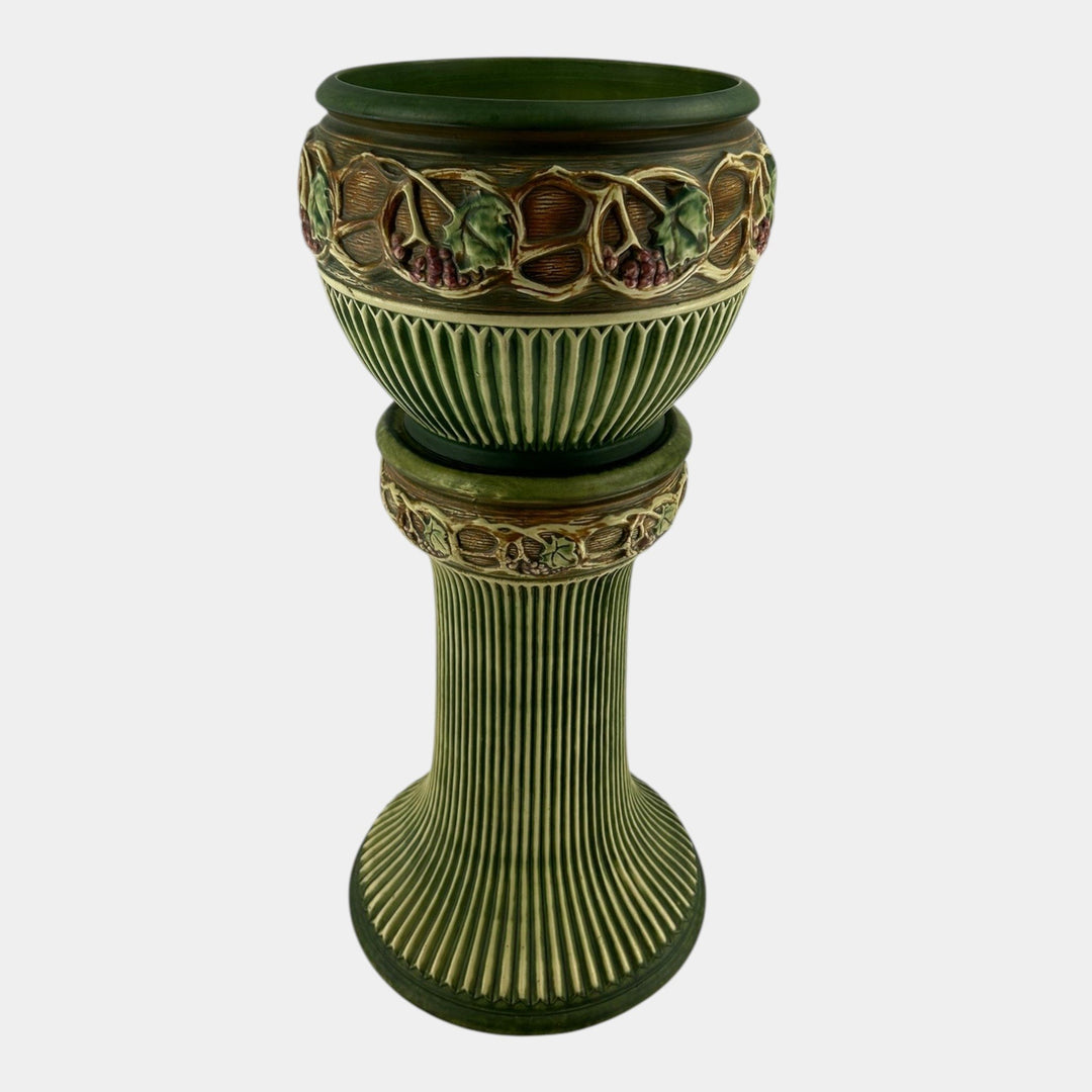 Roseville Normandy 1928 Vintage Art Pottery Ceramic Jardiniere Pedestal 609-10 - Just Art Pottery