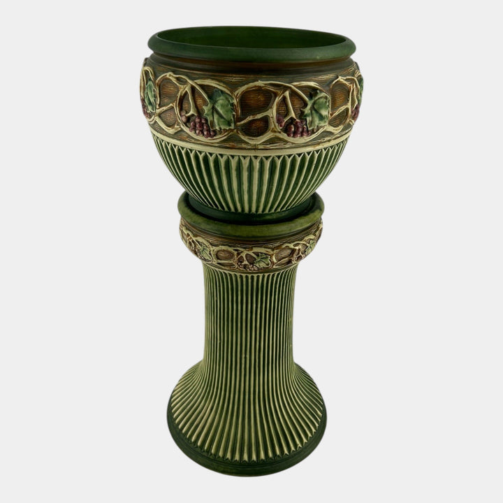 Roseville Normandy 1928 Vintage Art Pottery Ceramic Jardiniere Pedestal 609-10 - Just Art Pottery