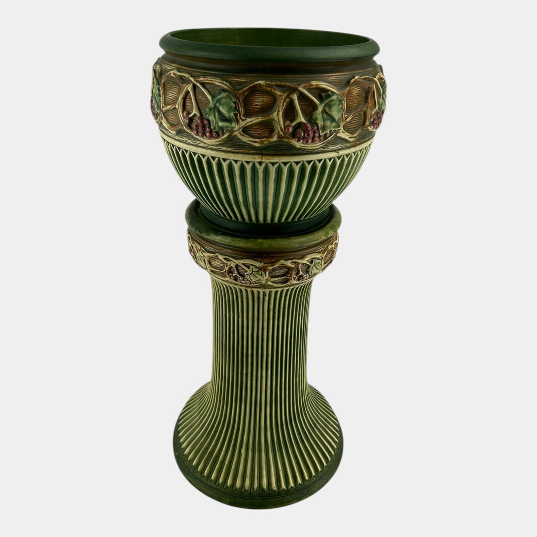 Roseville Normandy 1928 Vintage Art Pottery Ceramic Jardiniere Pedestal 609-10 - Just Art Pottery