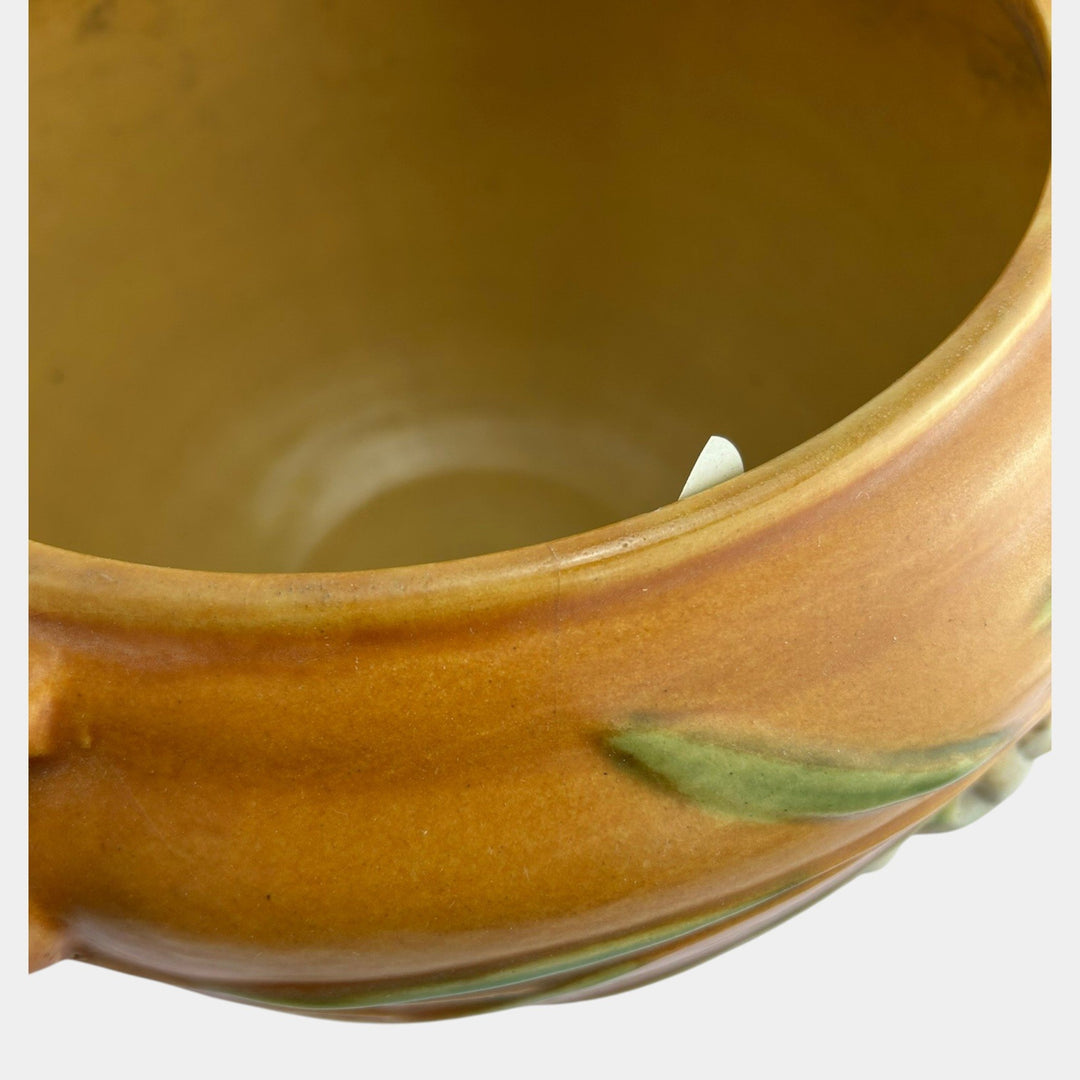 Roseville Freesia 1945 Vintage Art Pottery Brown Jardiniere And Pedestal 669-8 - Just Art Pottery