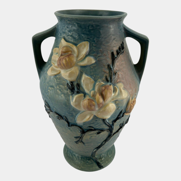 Roseville Magnolia Blue 1943 Vintage Art Pottery Ceramic Floor Vase 97-14 - Just Art Pottery