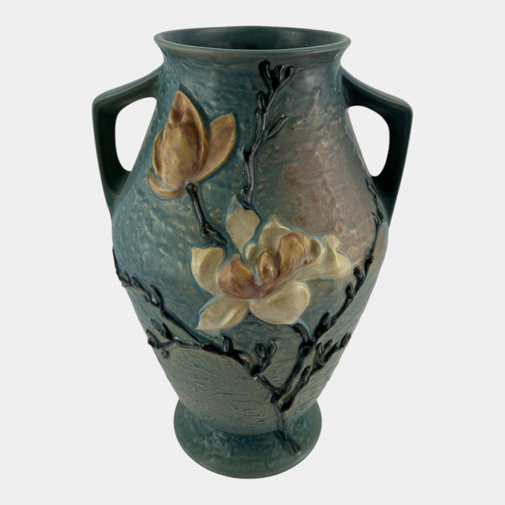 Roseville Magnolia Blue 1943 Vintage Art Pottery Ceramic Floor Vase 97-14 - Just Art Pottery