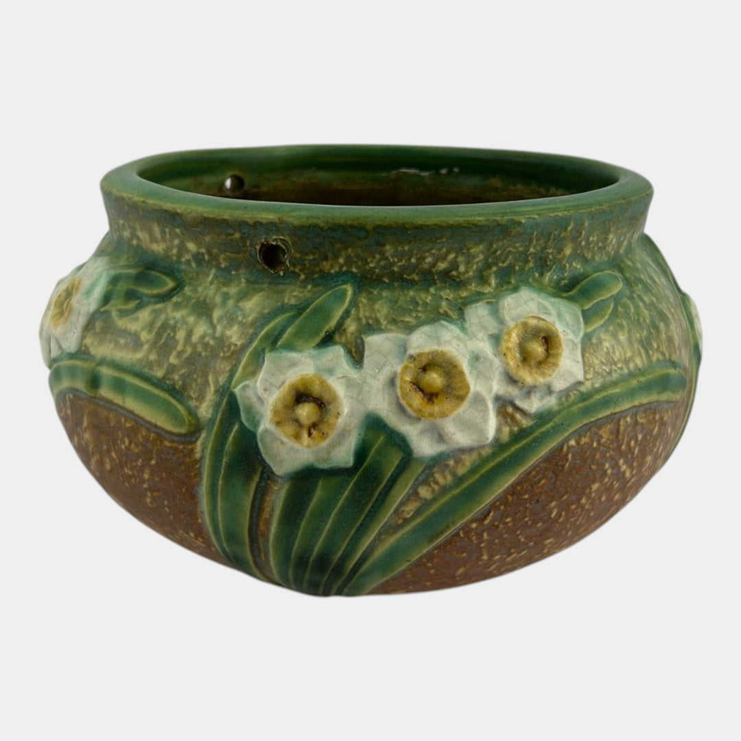 Roseville Jonquil 1931 Vintage Arts And Crafts Pottery Hanging Basket Planter - Just Art Pottery