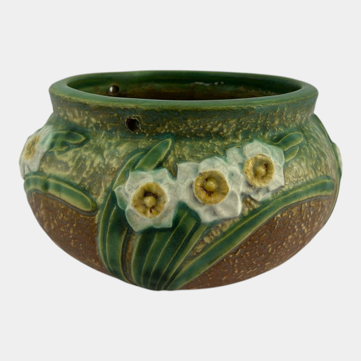 Roseville Jonquil 1931 Vintage Arts And Crafts Pottery Hanging Basket Planter - Just Art Pottery