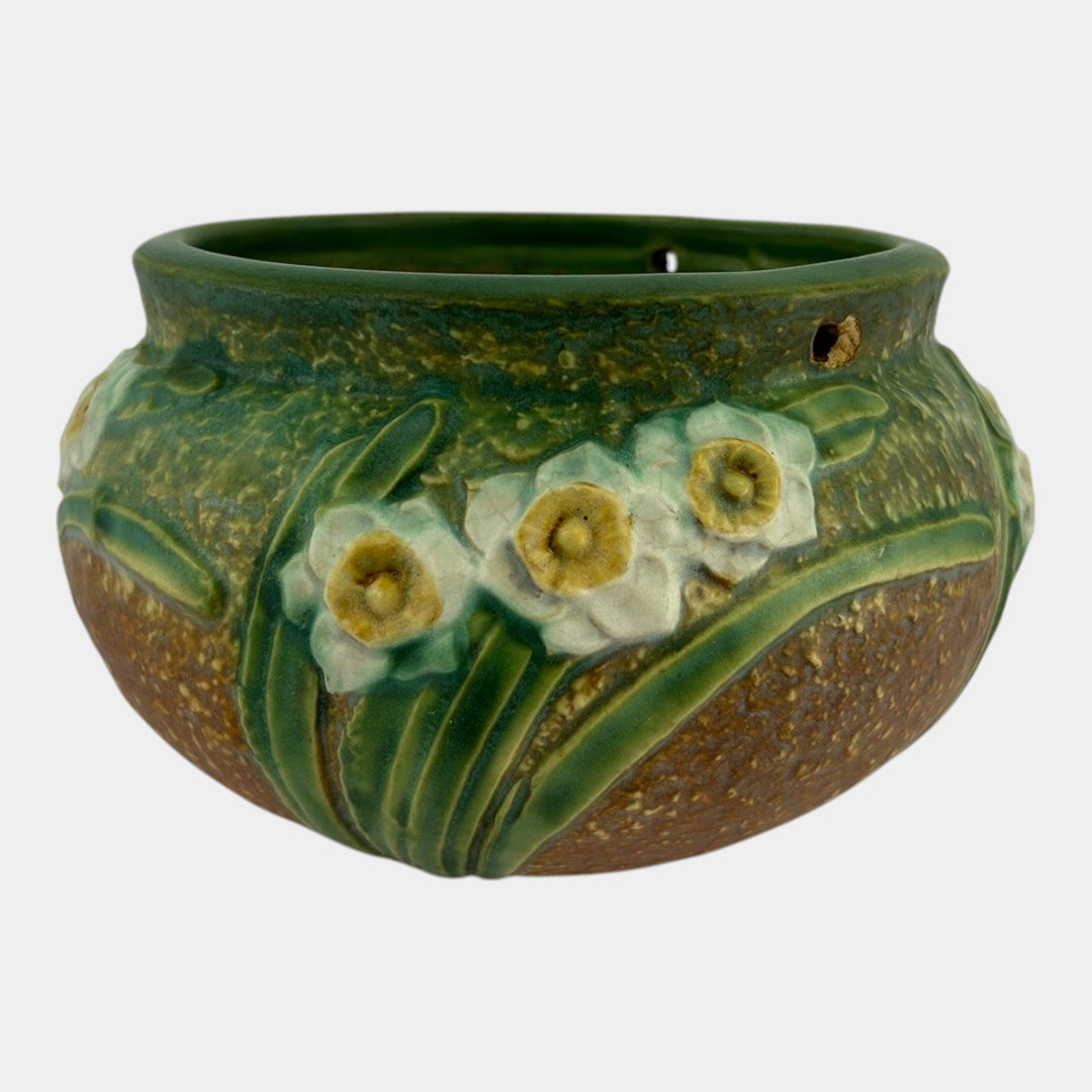 Roseville Jonquil 1931 Vintage Arts And Crafts Pottery Hanging Basket Planter - Just Art Pottery