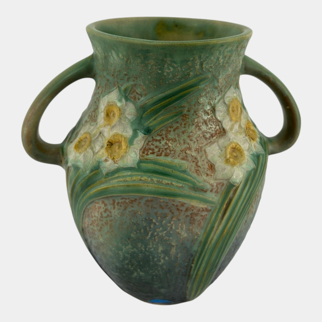 Roseville Jonquil Trial Glaze Green 1931 Arts & Crafts Pottery Vase 529-8 - Just Art Pottery