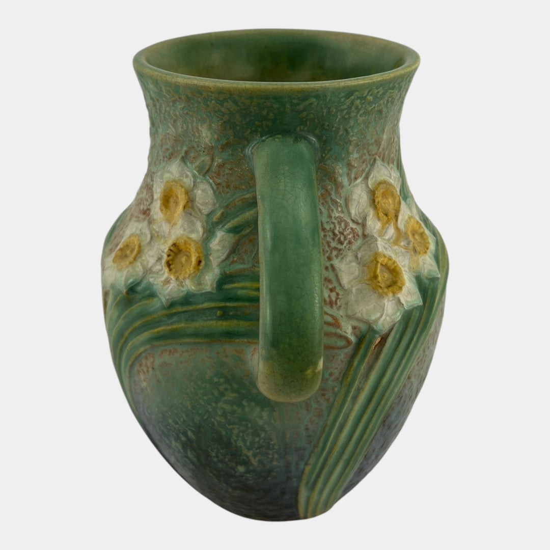 Roseville Jonquil Trial Glaze Green 1931 Arts & Crafts Pottery Vase 529-8 - Just Art Pottery