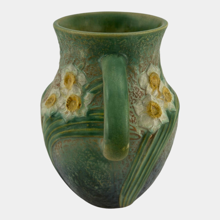 Roseville Jonquil Trial Glaze Green 1931 Arts & Crafts Pottery Vase 529-8 - Just Art Pottery