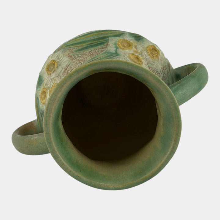 Roseville Jonquil Trial Glaze Green 1931 Arts & Crafts Pottery Vase 529-8 - Just Art Pottery