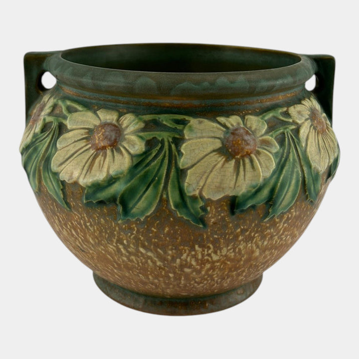 Roseville Dahlrose 1928 Vintage Arts And Crafts Pottery Jardiniere Planter 614-7 - Just Art Pottery