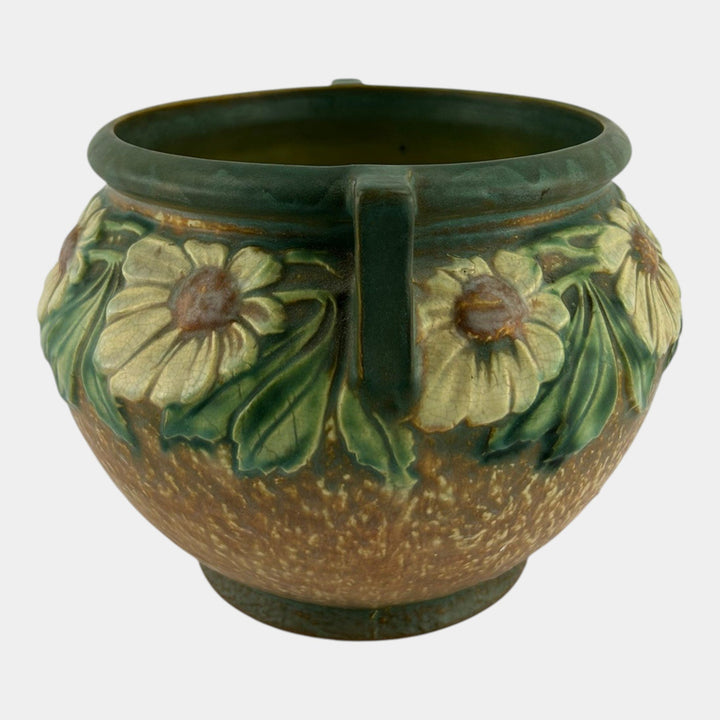 Roseville Dahlrose 1928 Vintage Arts And Crafts Pottery Jardiniere Planter 614-7 - Just Art Pottery