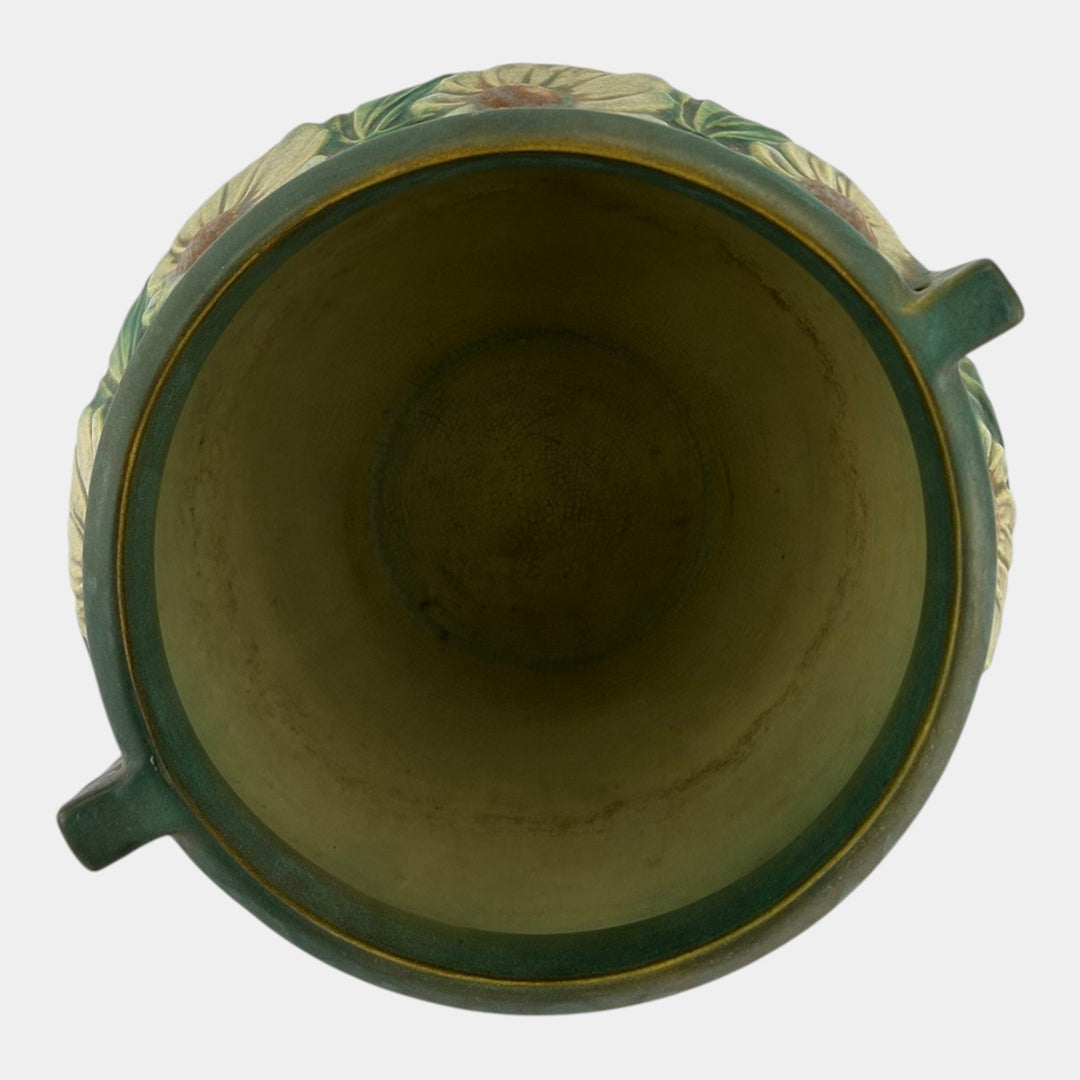 Roseville Dahlrose 1928 Vintage Arts And Crafts Pottery Jardiniere Planter 614-7 - Just Art Pottery