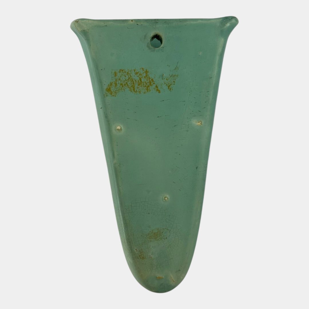 Weller Blossom 1930s Vintage Art Pottery Floral Matte Green Ceramic Wall Pocket - Just Art Pottery