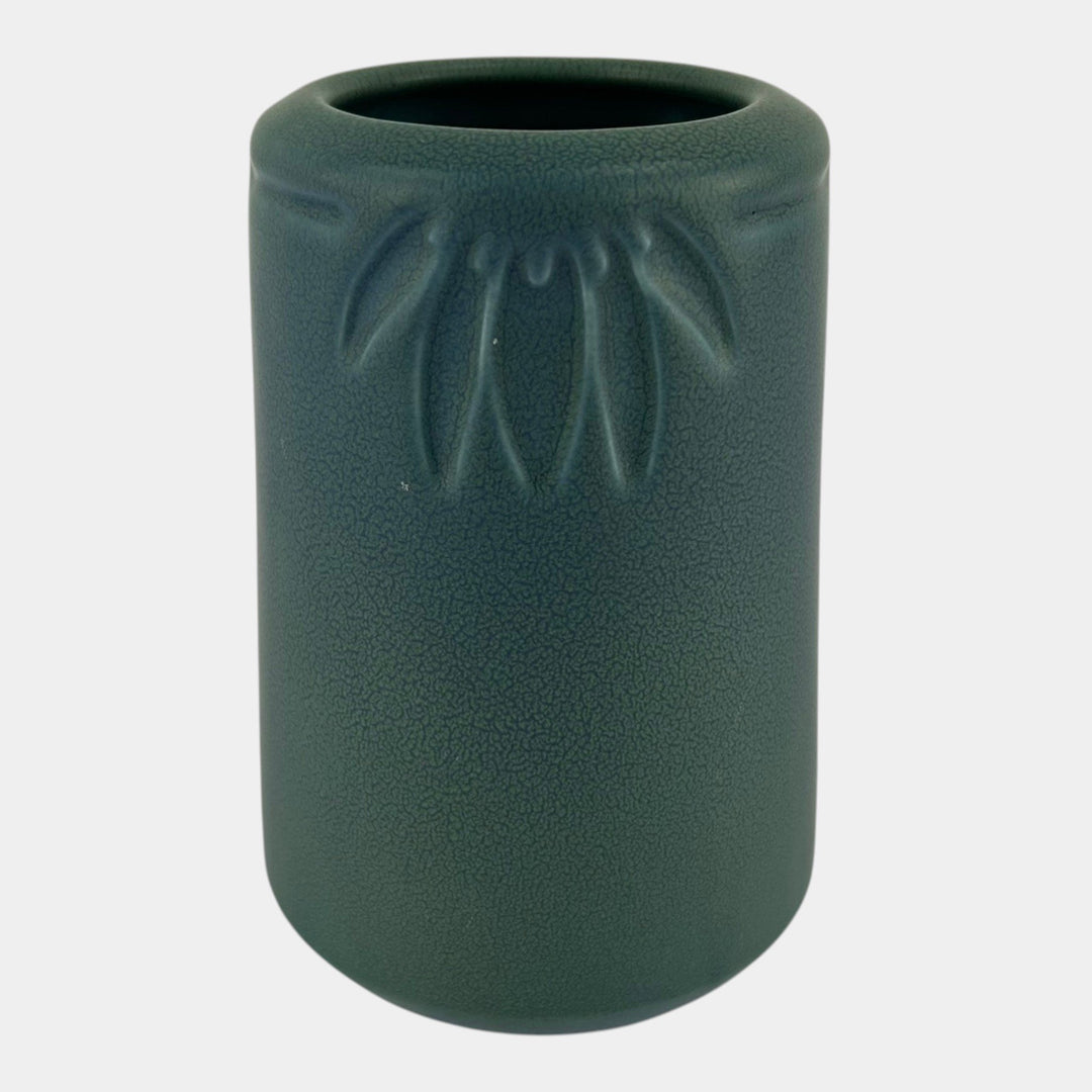 Rookwood 1921 Vintage Pottery Mottled Matte Blue Green Floral Design Vase 1903 - Just Art Pottery