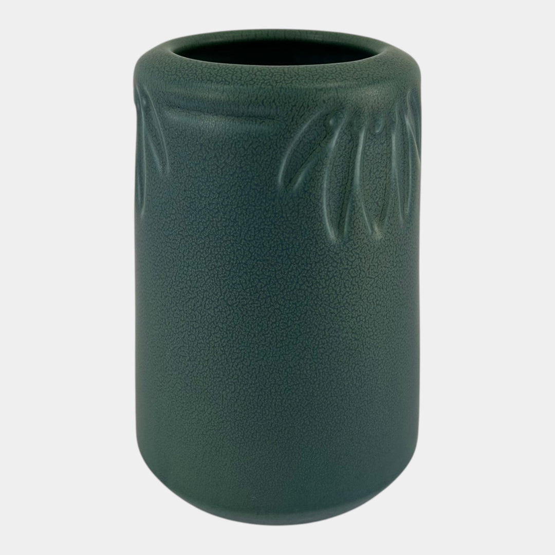 Rookwood 1921 Vintage Pottery Mottled Matte Blue Green Floral Design Vase 1903 - Just Art Pottery
