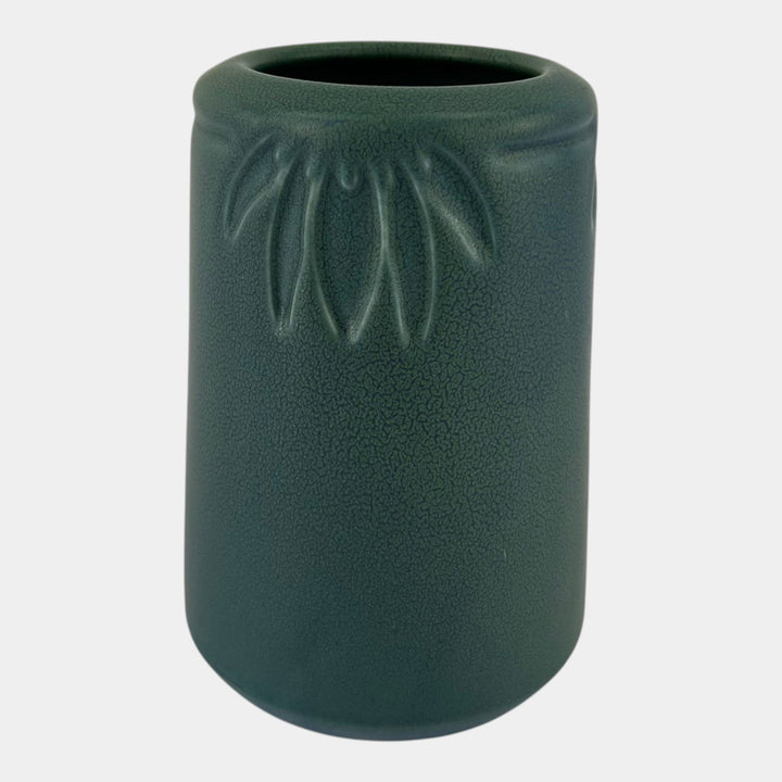 Rookwood 1921 Vintage Pottery Mottled Matte Blue Green Floral Design Vase 1903 - Just Art Pottery