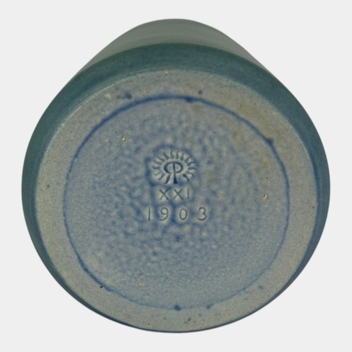 Rookwood 1921 Vintage Pottery Mottled Matte Blue Green Floral Design Vase 1903 - Just Art Pottery