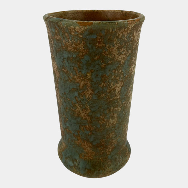 Burley Winter 1930s Vintage Art Deco Pottery Mottled Orange Stoneware Vase - Just Art Pottery