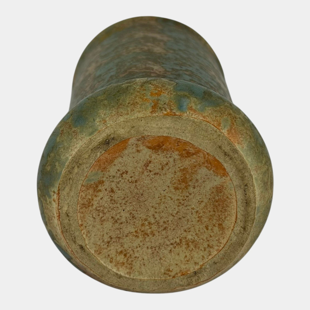 Burley Winter 1930s Vintage Art Deco Pottery Mottled Orange Stoneware Vase - Just Art Pottery
