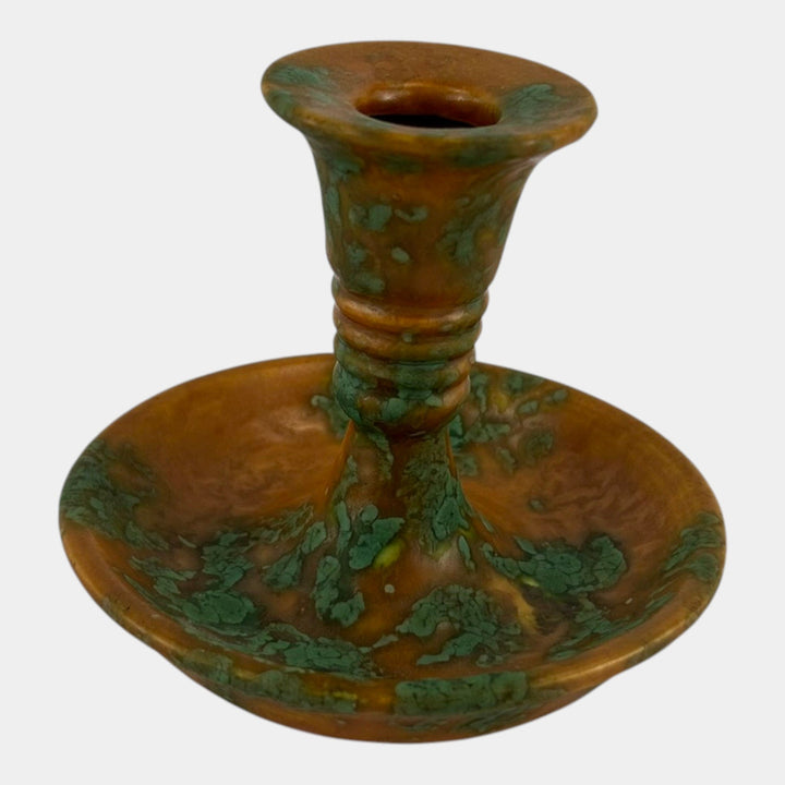 Roseville Imperial II 1930 Vintage Art Pottery Orange Green Candle Holder 1077-4 - Just Art Pottery