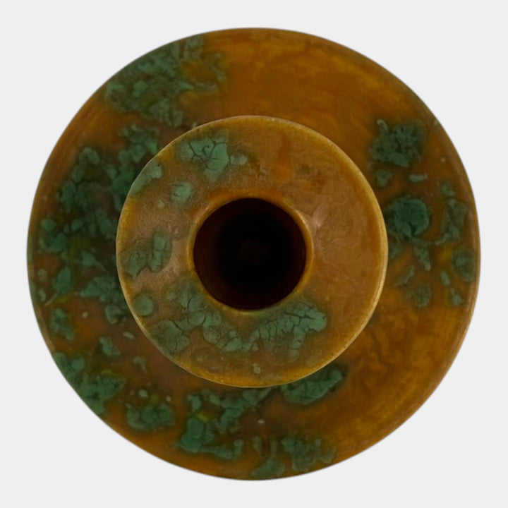 Roseville Imperial II 1930 Vintage Art Pottery Orange Green Candle Holder 1077-4 - Just Art Pottery