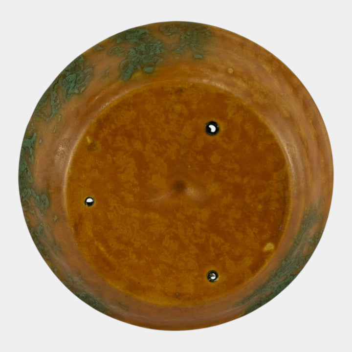 Roseville Imperial II 1930 Vintage Art Pottery Orange Green Candle Holder 1077-4 - Just Art Pottery
